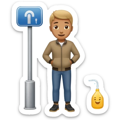 Man urinating on street sticker