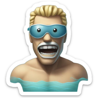 Swimming pool with a scary guy inside sticker