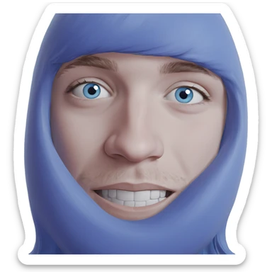 blue haired portrait gaze sticker