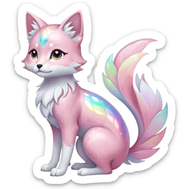 Multicolored sparkly shiny ethereal pastel iridescent light pale cute adorable pretty feminine elegant realistic floral exotic marble-Sakura-Falvie-Fionbri-fursona, full body sticker