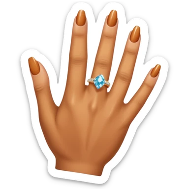 Caramel right hand with diamond ring on rong finger sticker