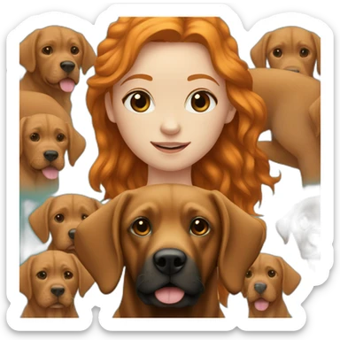 ginger-girl-with-brown-eyes-wearing-teal-and-her-black-labrador sticker