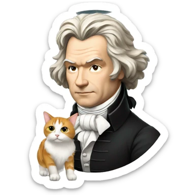 beethoven with cat sticker