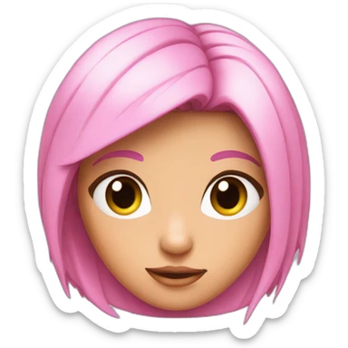 Pink-eyed cartoon girl character with a pinched hair and pink eyes. sticker
