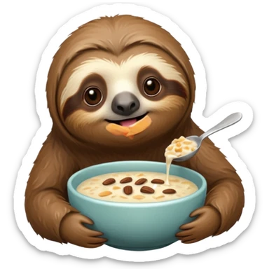 Cozy sloth eating porridge  sticker