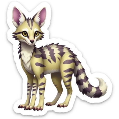 Feral Rare Fantasy light vibrant pastel warm-colored Vernid-Sergal-Genet-species by LiLaiRa, random markings, tufted ears, full body, 4 legs sticker
