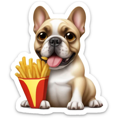 French bulldog eating French fries sticker