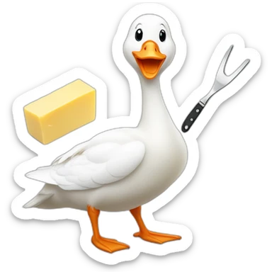 white goose with butter knife sticker