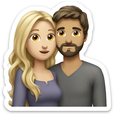 Brunette guy with beard kissing blond girl with long hair sticker