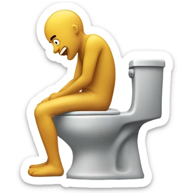 man sitting on toilet throwing up sticker