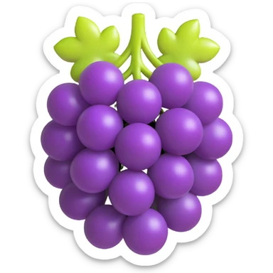 a cluster of grapes, shiny and plump, 3D emoji style sticker