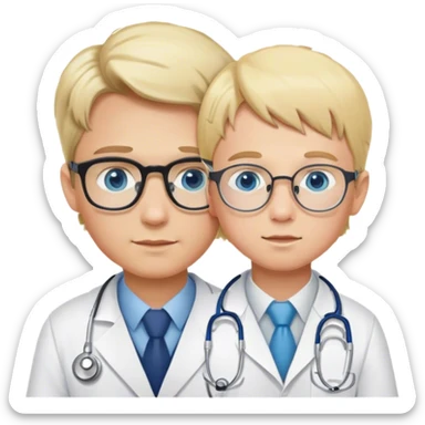 doctor injecting blonde boy with glasses blue eyes  sticker