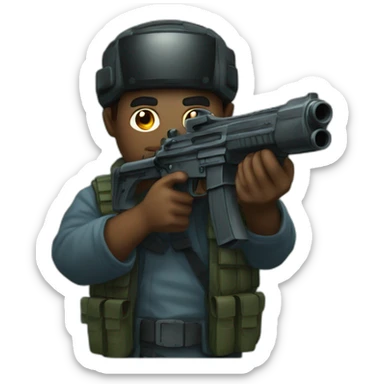 short dude with big gun and night vision sticker