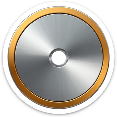 metallic disc emoji, brushed chrome surface, clean geometry, futuristic minimal 3D style, isolated on white sticker