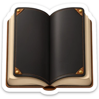 open brown book with completely empty, black pages sticker