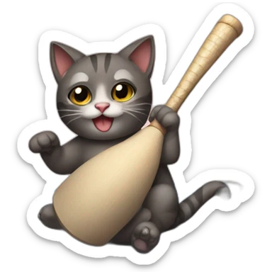 Cat on mat swinging a bat sticker