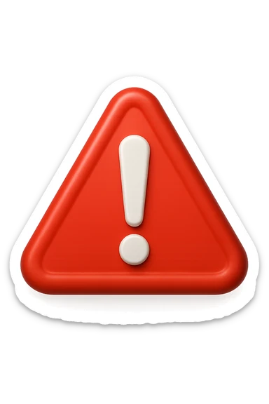 emoji stile iphone di segnale di pericolo rosso con punto esclamativo bianco, iperealistico 4k sticker