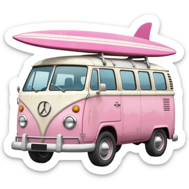 pink van with a surf board on it sticker
