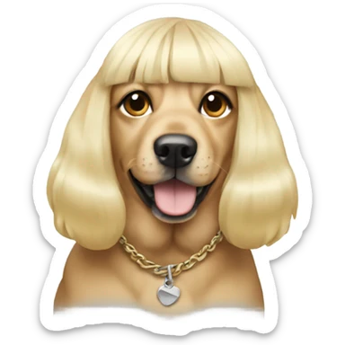 Dog with a blonde wig sticker