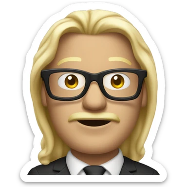 Man with long blonde hair, black glasses and smoking a cigar sticker
