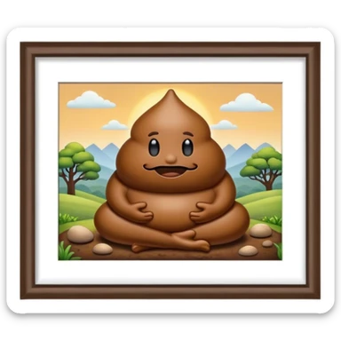meditating poop emoji landscape  sticker