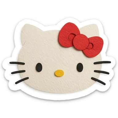 Hello Kitty hair pin, layered paper effect, Hello Kitty's face and bow sticker