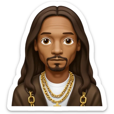 Snoop Dogg with dark brown long hair sticker