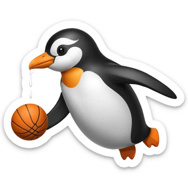 Penguin dunking basketball sticker