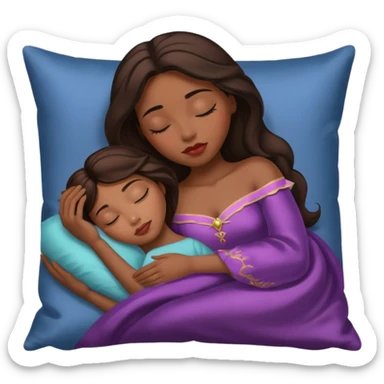sleeping beauty brunette black girl with a silk pillow sticker