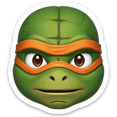 Michelangelo from Teenage Mutant Ninja Turtles, emoji style, head only, cute minimalistic style, with a determined expression sticker