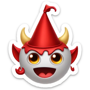 Devil emoji with party hats instead of horns sticker