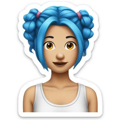 Girl with blue hair and pigtails sticker