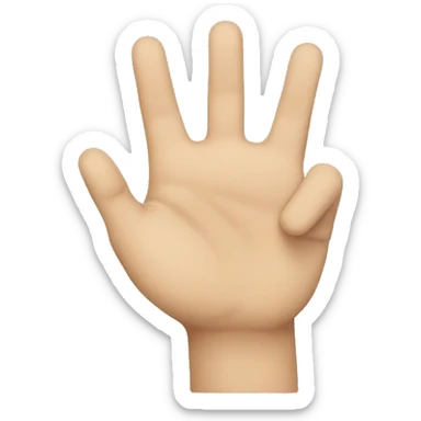 A hand with its thumb closed and showing the number four with its hands sticker