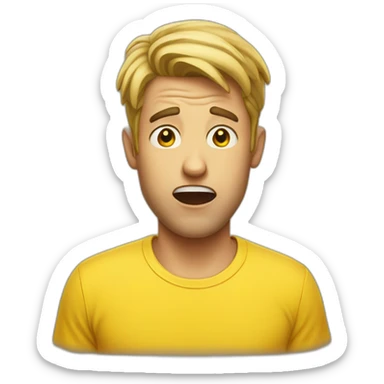 guy in a yellow t-Shirt is shocked sticker