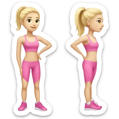 Blonde and pale Skinny girl wearing pink sport set doing pilate  sticker