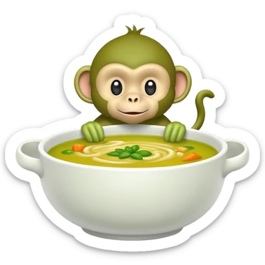 Green monkey in bowl of soup sticker