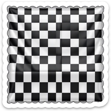 A black and white checkered satin lace sticker