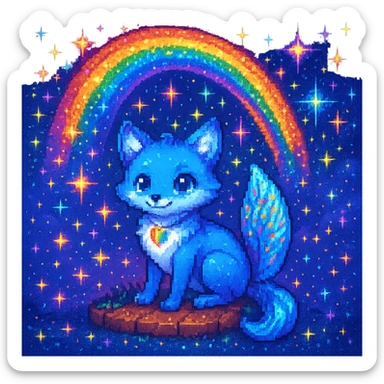 Add a magical, pixel art fantasy background with stars, sparkles, and glowing effects, keeping the pixel art style. sticker