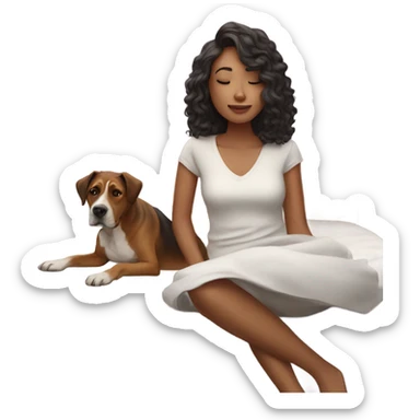 serene moment with dog on bed add birthday cake  sticker