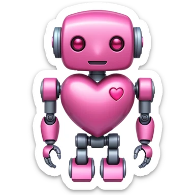 pink robot heart sticker