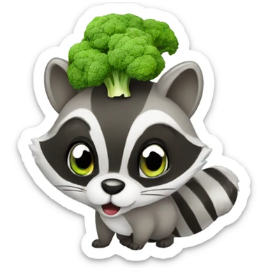 Cute Raccon eat broccoli sticker