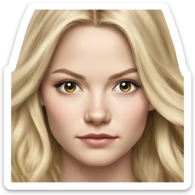 jennifer morrison long blonde hair teenager,grey eyes, hyperreal photoreal portrait sticker
