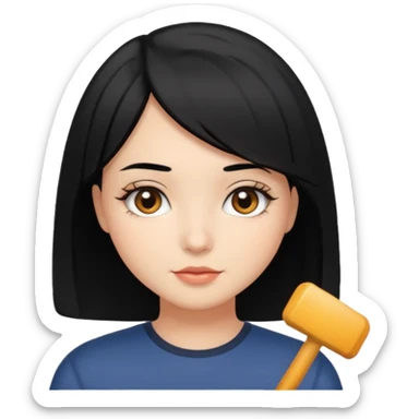 chica con pelo  negro y media melena y ojos castaños sticker