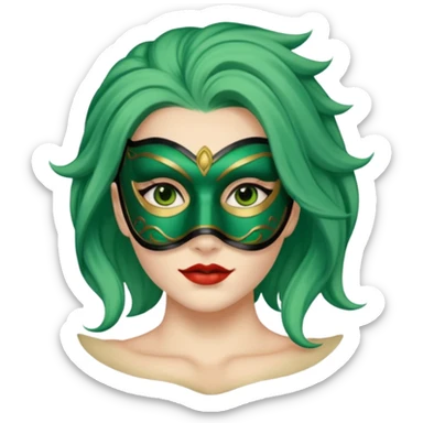 masked person venice volto woman green hair sticker