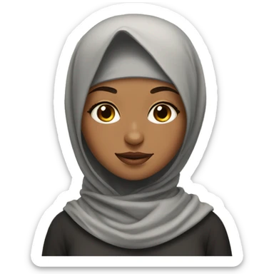 hijab girl with fluffy calico cat  sticker