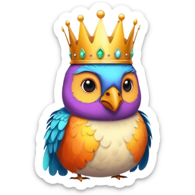 bird with crown and piercings single vibrant colour  sticker
