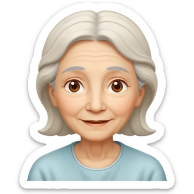 old woman with soft and warm smile, looking calm and friendly, low eyes corner looking like an angel sticker