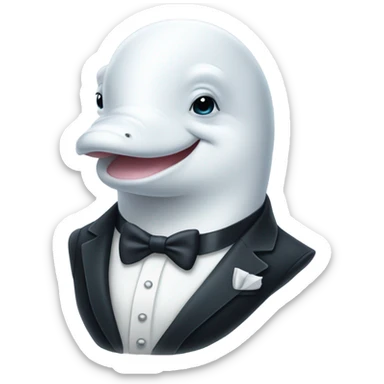 Beluga whale wearing a tuxedo  sticker