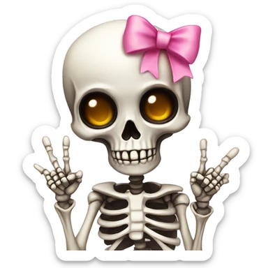 Cute skeleton w pink bow on head w middle finger  sticker