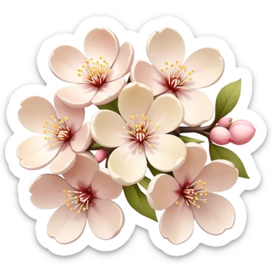 Cream coloured Sakura  sticker